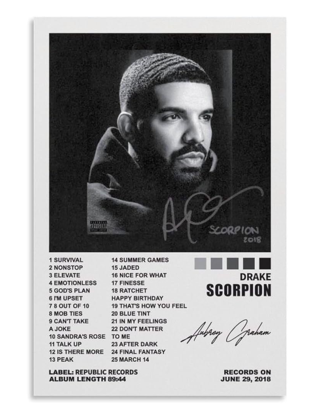Drake "Scorpion" Album Poster