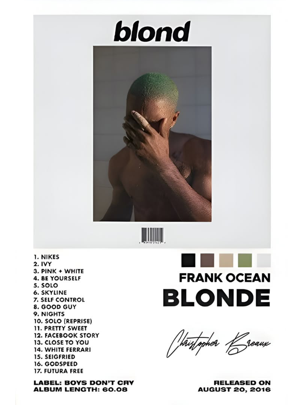 Frank Ocean "Blonde" Album Poster