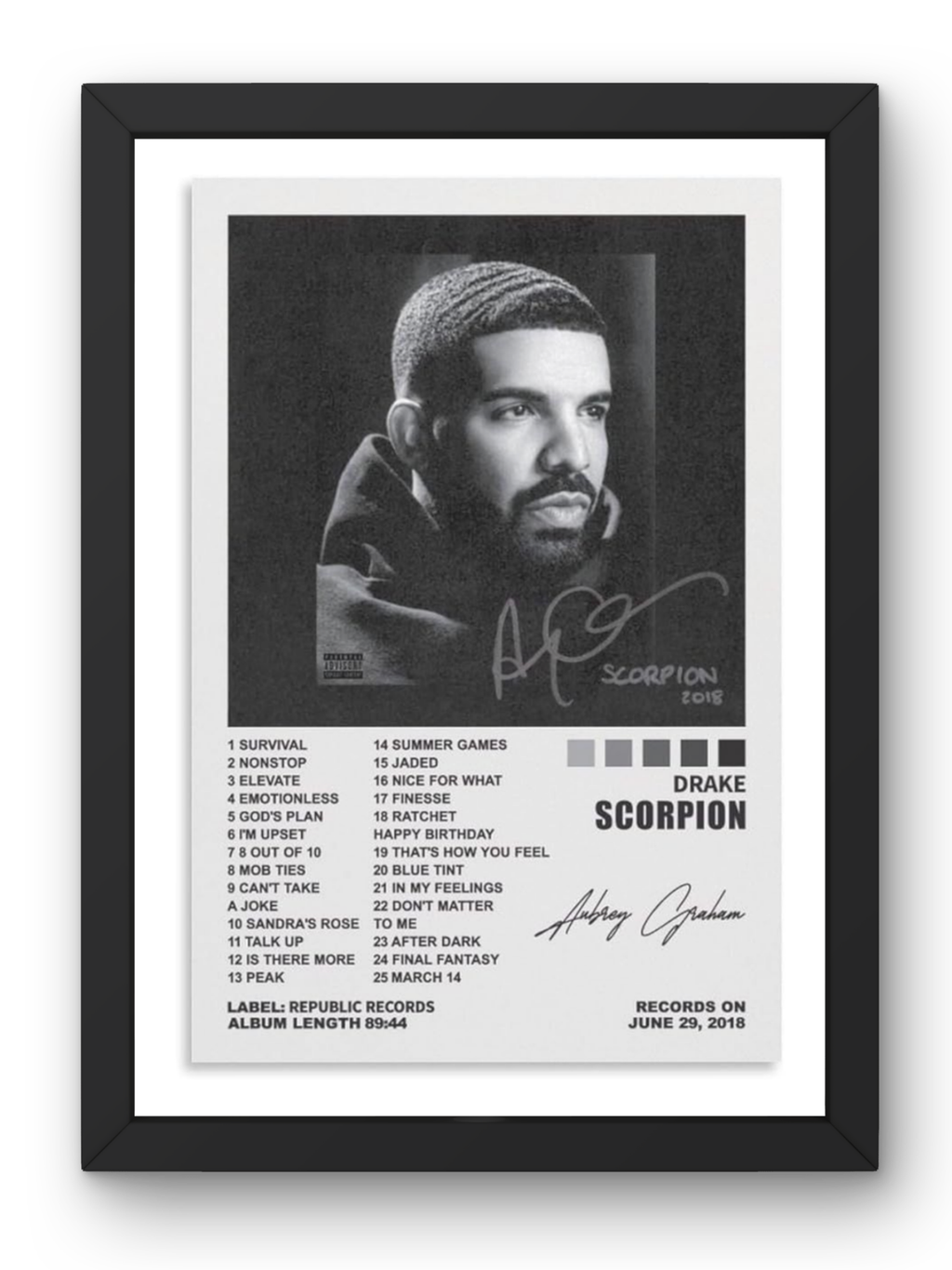 Drake "Scorpion" Album Poster